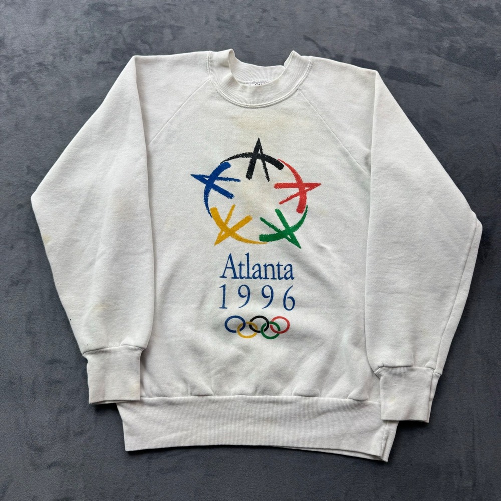 Vintage 1996 Atlanta Olympics Sweatshirt Oneita Power Sweats White Small USA